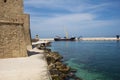 Monopoli, Harbour with ship and lighthouse. South Italy, Puglia