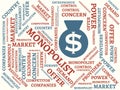 MONOPOLIST - image with words associated with the topic MONOPOLY, word cloud, cube, letter, image, illustration Royalty Free Stock Photo