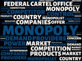 MONOPOLY - image with words associated with the topic MONOPOLY, word cloud, cube, letter, image, illustration Royalty Free Stock Photo