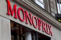 Monoprix logo on Monoprix store