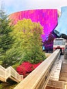 Monorail coming into station in Seattle.