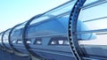 Monorail futuristic train in tunnel. 3d rendering