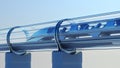 Monorail futuristic train in tunnel. 3d rendering