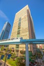 Monorail in Shiodome vertical Royalty Free Stock Photo