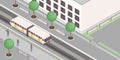 Monorail station isometric vector illustration. Modern urban railway, express city travel service, public passenger