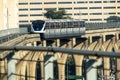 Monorail train moves on railway girder in east region of Sao Paulo