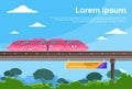 Monorail Train Sky Subway Public Flat Vector