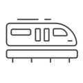 Monorail train thin line icon, transportation symbol, Monorail subway vector sign on white background, railway transport Royalty Free Stock Photo