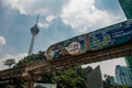 Monorail, the TV tower of the city Kuala Lumpur, Malaysia.