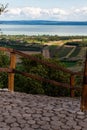 Monoszlo country side aerial view. Hungarian summer rural landscape. Beautiful view of Balaton Lake