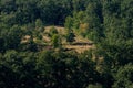 Monoszlo country side aerial view. Hungarian summer rural landscape