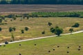 Monoszlo country side aerial view. Hungarian summer rural landscape