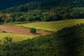 Monoszlo country side aerial view. Hungarian summer rural landscape