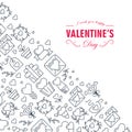 Monotone Creative Valentines Day Frame Sketch Composition