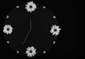 Monotone Flower Clock On Dark Background