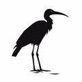 Bold Graphic Illustration Of A Silhouetted Stork On White Background