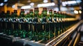 The monotony of bottles against the background of the conveyor emphasizes the scale and efficiency Royalty Free Stock Photo