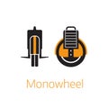Monowheel Alternative City Transport Icon in Outline Design