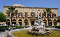 Monreale, Italy - May 26, 2023: Fountain Triton at Piazza Vittorio Emanuele in Monreale, Sicily at Italy