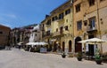 Monreale, Italy - May 26, 2023: People resting in the street in Monreale town, Sicily, Italy