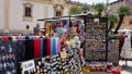 Monreale, Italy - May 26, 2023: Traditional sicilian souvenirs on the local market in Monreale