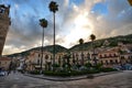 Monreale, Italy, Sicily. August 20 2015. The square Vittorio Emanuele