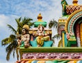 Close detail of statues on tranditional Hindi temples in India