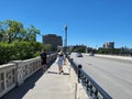 Monroe Street Bridge over Spokane River in downtown Spokane, Washington.