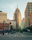Monroe Street cityscape in downtown Detroit, Michigan