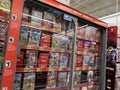 Monroe, WA USA - circa December 2022: Angled view of Nintendo Switch games for sale inside a Walmart store Royalty Free Stock Photo