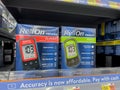 Monroe, WA USA - circa December 2022: Close up view of blood glucose testing products for sale inside a Walmart retail store