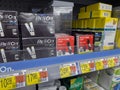 Monroe, WA USA - circa December 2022: Close up view of blood glucose testing products for sale inside a Walmart retail store