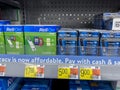 Monroe, WA USA - circa December 2022: Close up view of blood glucose testing products for sale inside a Walmart retail store