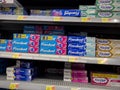 Monroe, WA USA - circa December 2022: Close up view of denture creams for sale inside a Walmart retail store