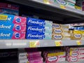 Monroe, WA USA - circa December 2022: Close up view of denture creams for sale inside a Walmart retail store