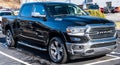 Monroeville, Pennsylvania, USA January 15, 2023 A black four door Ram pick up truck for sale at a dealership