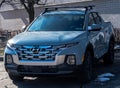 Monroeville, Pennsylvania, USA January 15, 2023 A 2023 blue Hyundai Santa Cruz for sale at a dealership