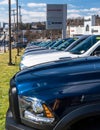 Monroeville, Pennsylvania, USA January 15, 2023 A line of Ram pick up trucks for sale at a dealership