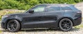 Monroeville, Pennsylvania, USA July 18, 2021 A black SUV Range Rover Velar parked in a lot at a dealership
