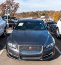 Monroeville, Pennsylvania, USA October 30, 2022 A used gray Jaguar for sale at a dealership