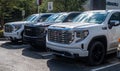 Monroeville, Pennsylvania, USA September 25, 2022 Three GMC pickup trucks lined up for sale Royalty Free Stock Photo