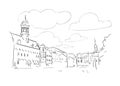 Mons Belgium Europe vector sketch city illustration line art