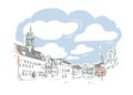 Mons Belgium Europe vector sketch city illustration line art
