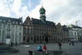 Beautiful Mons town, Belgium Town square with elegant historic buildings including the old town hall