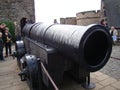 Mons meg cannon or medieval gun in Edinburgh castle Royalty Free Stock Photo