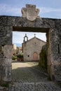 Monsanto historic stone village entrance with Santo Antonio chapel, in Portugal