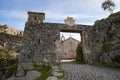 Monsanto historic stone village entrance with Santo Antonio chapel, in Portugal