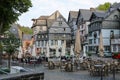 MONSCHAU / GERMANY - JULY 22, 2018: Empty marketplace in the centre of Monschau. Famous old town with lots of traditional Fachwerk Royalty Free Stock Photo