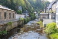 MONSCHAU / GERMANY - JULY 22, 2018: The river rur leading through the small historic town of Monschau.