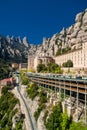 MONSERRAT, SPAIN - April, 2019: Santa Maria de Montserrat Abbey in Monistrol de Montserrat, Catalonia